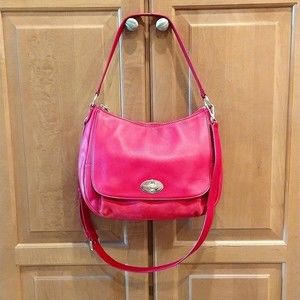 Talbots Turn Lock Satchel Shoulder Bag Red Leather Suede EUC